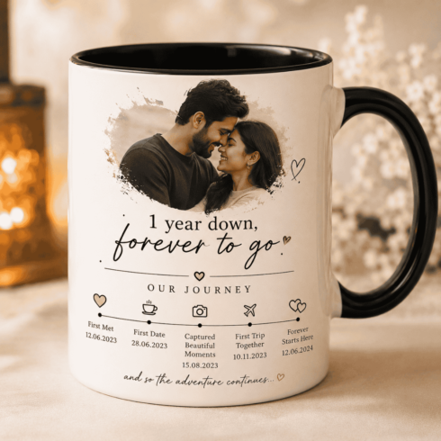 Modern Couple Timeless Love Anniversary Memory Mug Duo cover image.