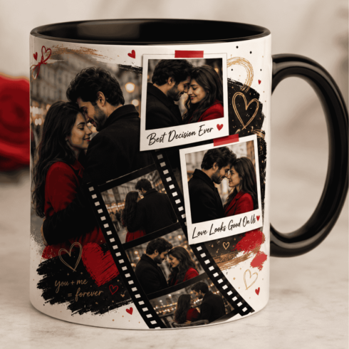 Modern Anniversary & 5 Years Down Forever To Go Couple Mug Mockup pair cover image.