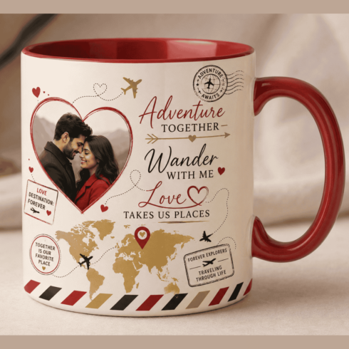 Modern Elegant Typography Anniversary Couple Mug Mockup Pair cover image.
