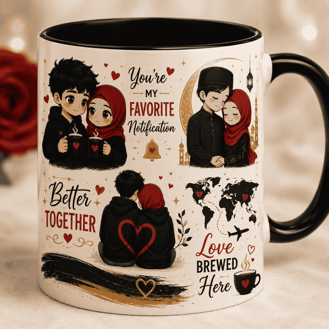 “Cartoon Couple & “5 Years Down, Forever To Go Anniversary Mug Pair – Bold Minimal Meme Edition” cover image.