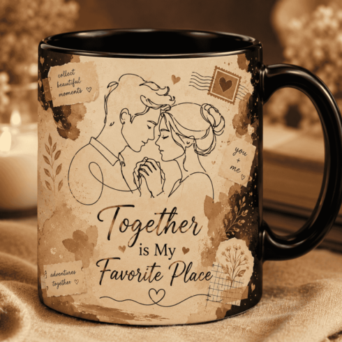 Love Wrapped in Lines – Cozy Romantic Mug Pair cover image.