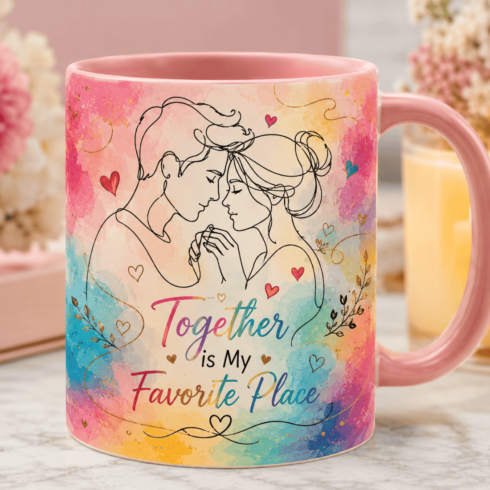 Love Wrapped in Lines – Cozy Romantic Mug Pair cover image.