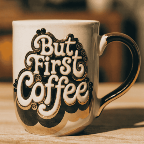 Sophisticated Modern Golden Brew Coffee Mug Mockup Pair cover image.