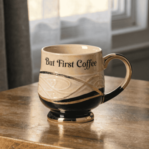 Modern Beige & Gold Coffee Mug Pair cover image.