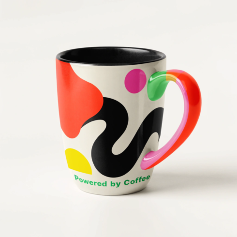 Multicolor Modern Café Style Mug Pair Mockup cover image.