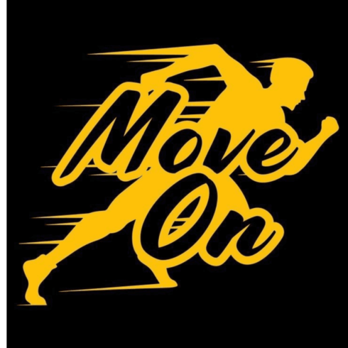 Move On – Running Silhouette Motivational Typography cover image.