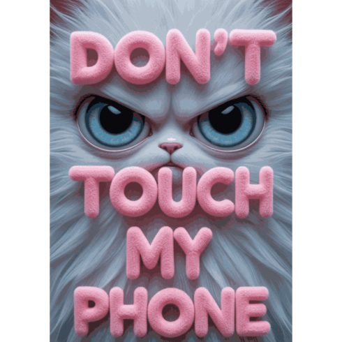 Don't Touch My Phone - Angry Cat 3D Pink Text Wallpaper cover image.