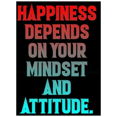 Happiness Depends On Your Mindset and Attitude - Gradient Typography Quote Poster cover image.