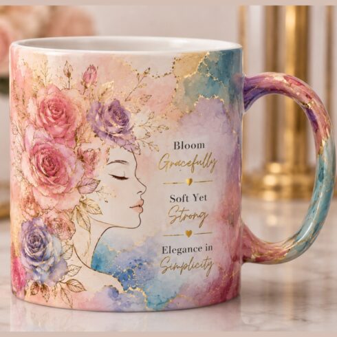 Watercolor Grace – Modern Feminine Mug Pair, gift for Beauty salons, Botiques, media industry cover image.