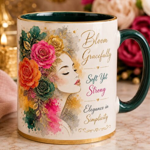 Floral Silhouette Luxe –Luxury Petals & Line Art – Elegant Mug Pair gift for Botique & Beauty Saloon cover image.