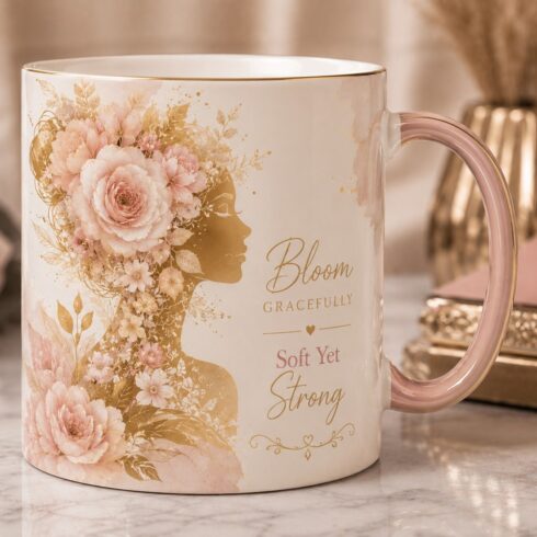 Bloom & Glow – Watercolor Floral Multicolor Elegant Mug Mockup Pair cover image.
