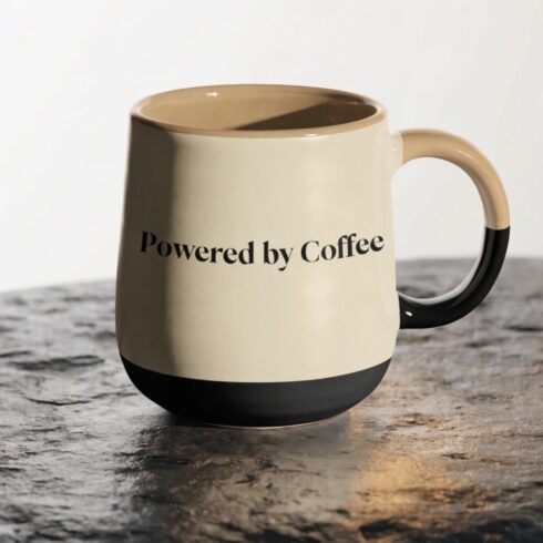 Powered by Coffee –Cream & Black Coffee Mug Mockup Pair cover image.
