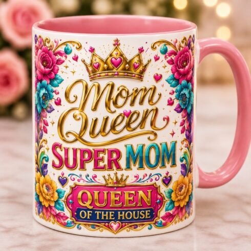 “Mother’s Love & Appreciation Mug Design– Feminine Floral Mug Mockup pair in Soft Gold Tones” cover image.