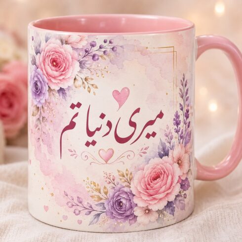 āElegant Urdu Calligraphy Mug Duo ā Pink Lavender Romance Collectionā cover image.