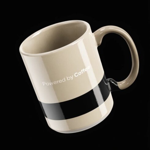 Trendy Ceramic Mug Mockup in Cream, Black & Beige cover image.