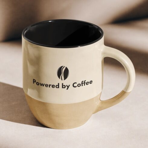 Modern Coffee Lover Mug in Cream, Black & Beige cover image.