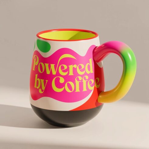 Modern Multicolor Cheerful Typography Coffee Mug Pair cover image.