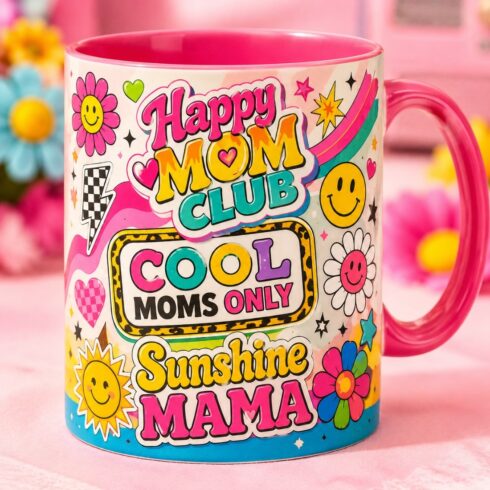 "Color Pop Mom Mug Duo – Funky Typography Collection” cover image.