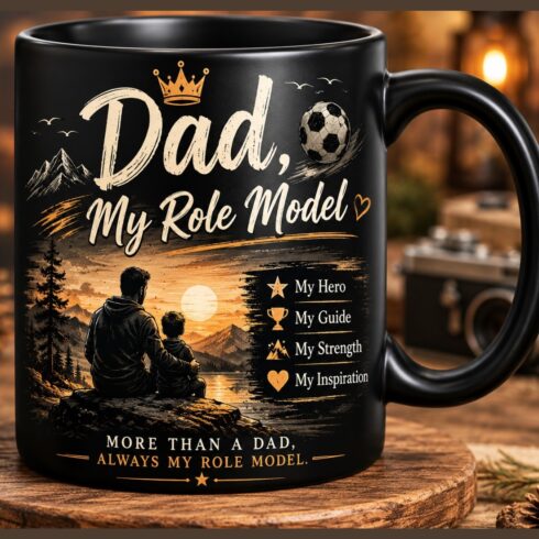 Father & Son Legacy Mug Mockup Pair in Matte Black & Brown ,Cream cover image.