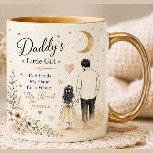 Timeless Father Daughter Bond Daddy’s Princess Elegant Mug Mockup Pair cover image.