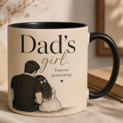 Timeless Father Daughter Bond Minimal Luxury Dad Mug Mockup Pair cover image.