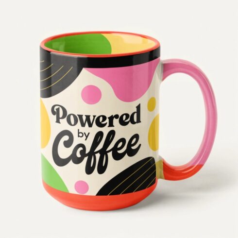 Color Splash Bright & Playful Powered by Coffee Mug Mockup Pair cover image.