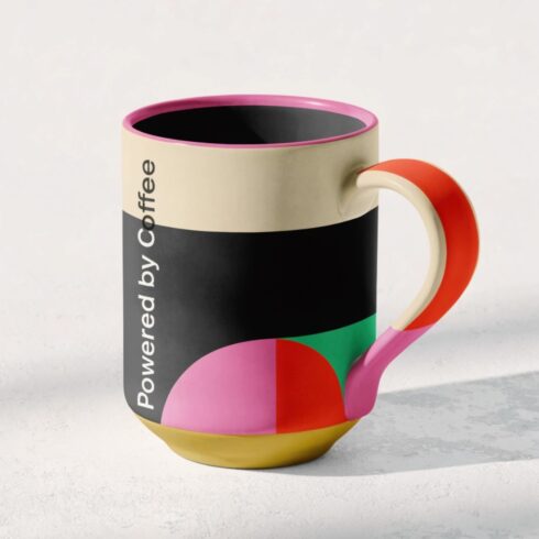 Modern Multicolor Accent Mug Mockup Pair – Powered by Coffee Edition cover image.
