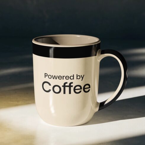 Modern Coffee Two-Tone Black & Beige Mug Mockup Pair cover image.