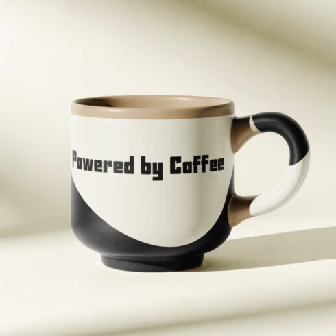 Powered by Coffee Stylish Two-Tone Mug Mockup Pair cover image.