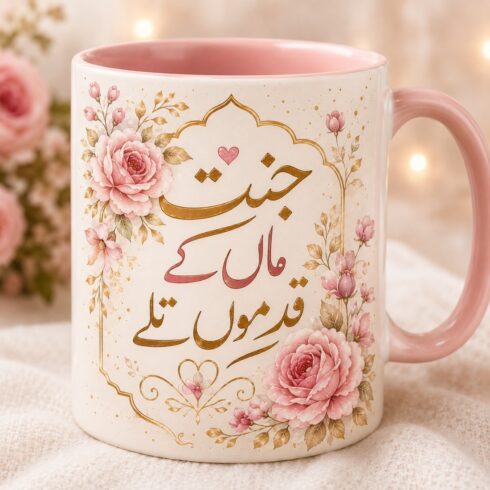 Elegant Pastel Mughal Timeless Mother Love Mug Mockup Pair cover image.