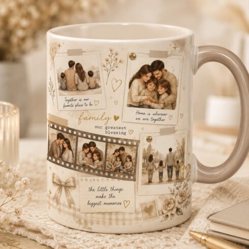 Family Bliss Vintage Frame, Together Forever Aesthetic Mug Duo cover image.