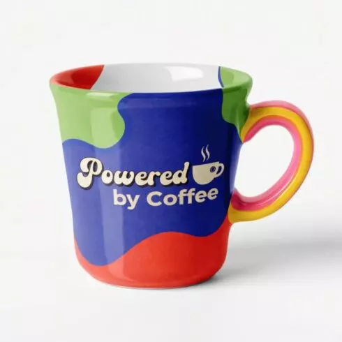 Trendy Multicolor Bold & Bright Cozy Café Color Mug Mockup Pair cover image.