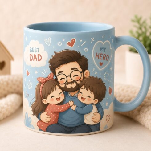 Heartfelt Personalized Modern Father Daughter Tribute Mug Mockup cover image.