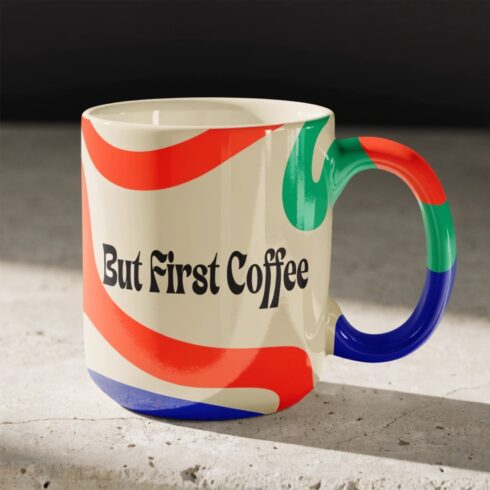 Trendy Cheerful Multitone Coffee Mug Mockup Pair cover image.