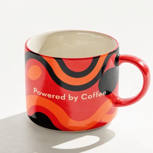 Modern Coffee Mug Mockup Pair | Powered by Coffee Typography Mug cover image.