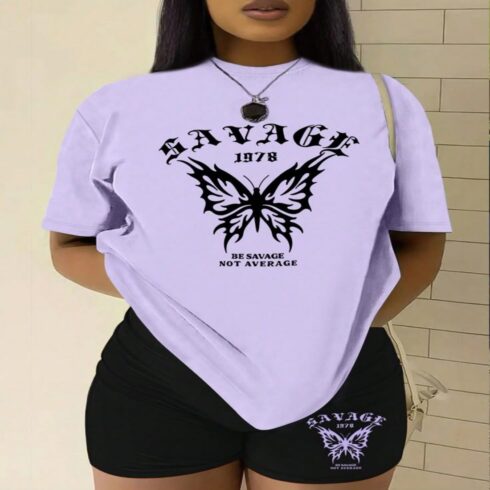 Savage 1978 Butterfly Co-ord Set – Oversized Tee + Biker Shorts cover image.