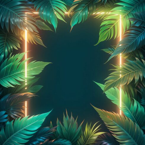 17 Tropical Neon Frame Backgrounds cover image.