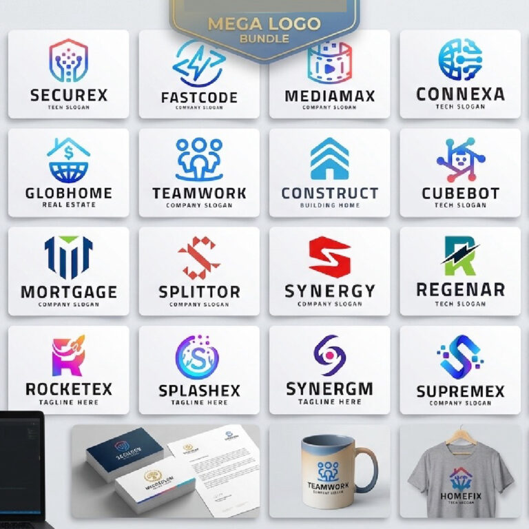 Mega Logo Bundle - 30 Premium Modern Vector Logos cover image.