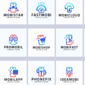 15 Mobile and Smart Phone Tech Logo Pack cover image.