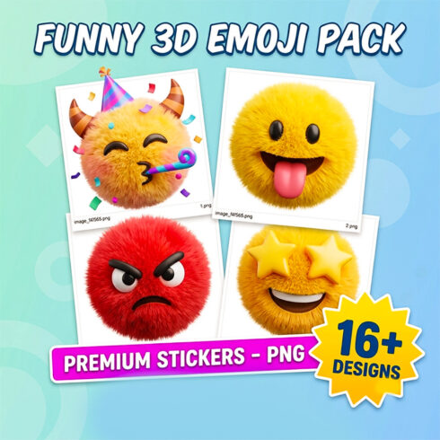3D Funny Emoji Character Sticker Pack - High Resolution Digital Assets cover image.