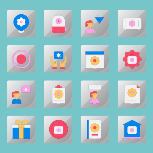 Event & Celebration Flat Icons Bundle – 16 Vector Icons cover image.