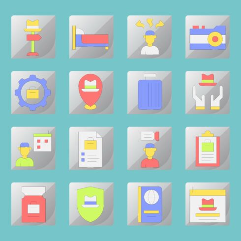 Travel & Tourism Flat Icons Bundle – 16 Vector Icons cover image.