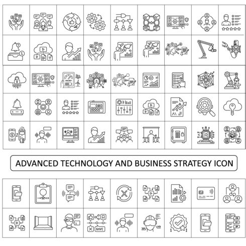 Advanced Technology and Business Strategy Icon Set: 80+ Minimalist Outline UI/UX Assets for Fintech, AI, and Corporate Solutions cover image.