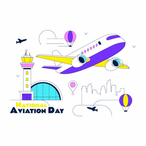 10 National Aviation Day Illustration cover image.