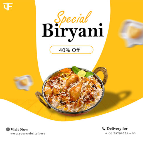 Special Biryani Restaurant Poster Template Food Promotion Flyer PSD for Restaurants & Takeaway cover image.