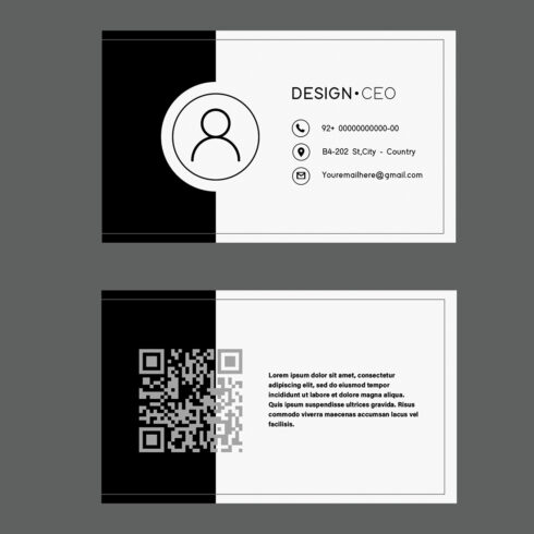 Modern Black and White Business Card Template cover image.