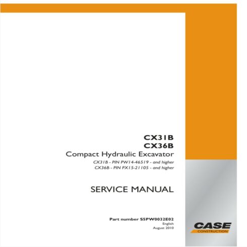 CASE CX36B MINI MIDI CRAWLER EXCAVATOR SERVICE REPAIR SHOP MANUAL cover image.