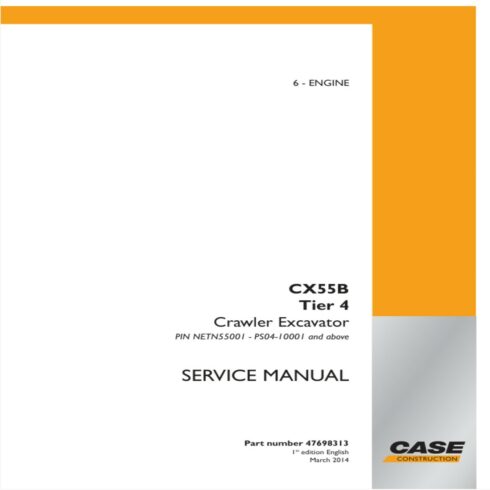 Case CX55B Crawler Excavator Service Repair Manual cover image.
