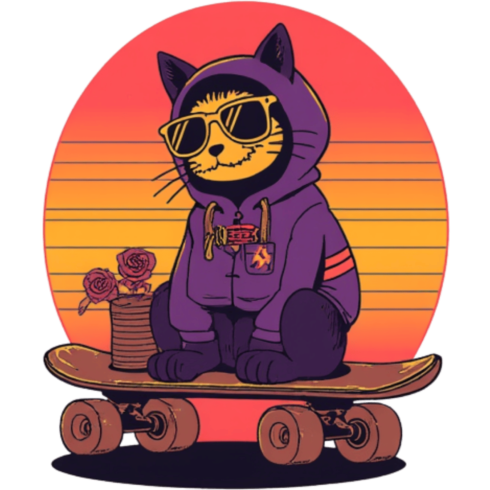 Cute Skull Cat Streetwear T-Shirt Design | Retro Urban Graphic Tee cover image.