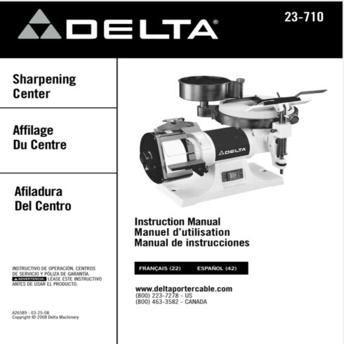 Delta 23-710 Sharpening Center instruction Manual cover image.